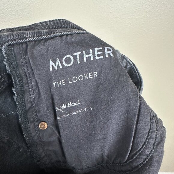 Mother Looker Jeans Mid Rise Skinny Black Denim Night Hawk Women's Size 23 - Picture 6 of 6